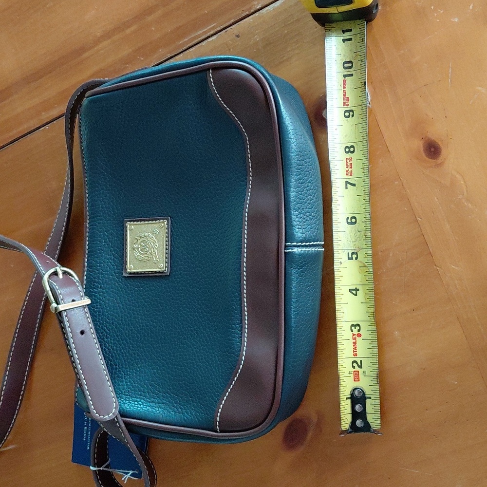 Nwt Vintage Medallion QVC Navy and Brown Leather Crossbody Purse - Picture 10 of 12